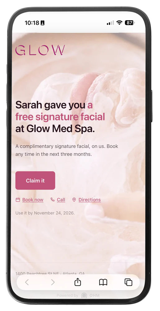 An offer page on a phone, headlined with the advocate’s name.